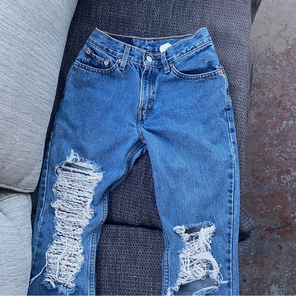 Distressed Blue Jeans